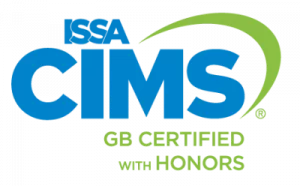 Badge representing a Cleaning Industry Management Standard (CIMS) Green Building (GB) with Honors certification from ISSA