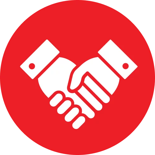 Vector illustration of a handshake, loosely fitting the silhouette of a heart