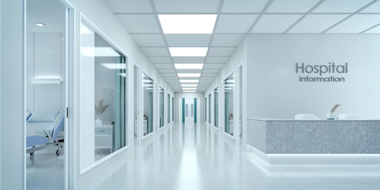 Professional cleaning a healthcare facility corridor to reduce healthcare-associated infections